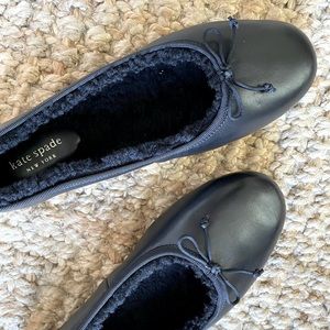 Kate Spade Honey Shearling flats, Black